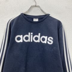希少 adidas ラグランスウェット XL アームライン 濃紺 刺繍ロゴ 古着 