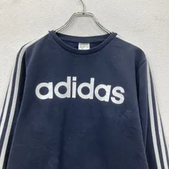 adidas プリントスウェット トレーナー M ネイビー ホワイト アディダス プルオーバー ビッグプリント 古着卸 アメリカ仕入 a709-6141