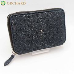 スティングレイ 折財布 ラウンドファスナー 藍色 ネイビー メンズ レディース 希少 高級感 ボックスコインポケット コンパクト