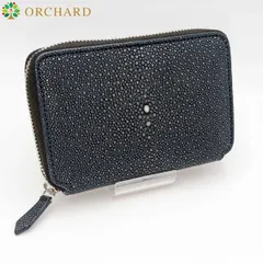 スティングレイ 折財布 ラウンドファスナー 藍色 ネイビー メンズ レディース 希少 高級感 ボックスコインポケット コンパクト