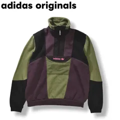 【美品】 アディダス オリジナルス adidas originals アドベンチャー フィールド ハーフジップ スウェット トレーナー トレフォイル ロゴ 切替 裏起毛 M マルチカラー メンズ
