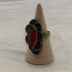 指輪 リング 赤 花 13号 インディアンジュエリー シルバー 70 ブラス 30 アクセサリー ビンテージ 50s ~ 60s 70s 80s ナバホ族 サントドミンゴ族 天然石 メンズ レディス 一点物 vintage アンティーク  p10/