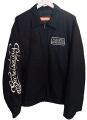 美品 レッドキャップ ワークジャケット ピンストライプロゴ ブラック Lサイズ