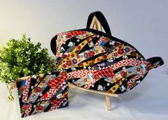 【裁縫ストア・ボヌール】大人かわいい　和柄短冊柄　赤黒シーチングラメ　クロスボディーバッグ　ミニポーチ　ショルダーバッグ　ハンドバッグ　ハンドメイド　ゴージャス  スマート / №500-617