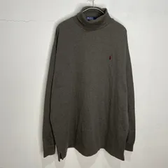 ☆90s☆USA製☆RalphLauren☆ラルフローレン☆タートルネックロンT☆長袖☆ポニーマーク☆ワンポイントロゴ☆グレー☆XL☆A24M