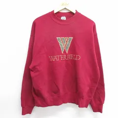 XL/古着 フルーツオブザルーム 長袖 スウェット メンズ 90s WATER FIELD 刺繍 クルーネック エンジ 24nov07 中古 スエット トレーナー トッ