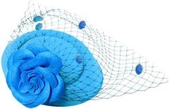 ティアニーズ Tierneys ヘッドドレス レディース ウェディングハット チュール付き 結婚式 パーティー(水色,  52.0 cm)