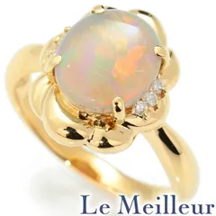 K18オパールリング】ラスト1点職人手作り一点物18金【ダイヤ0.01ct】