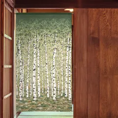 ■SIMON BAKER■のれん「白樺林」85x150cm ×5枚セット【日本製】【匿名配送らくらくメルカリ便全国送料無料】のれん 暖簾 家紋 間仕切り ジブリ トトロ 千と千尋 風景 景色 SNOOPY スヌーピー ディズニー目隠し