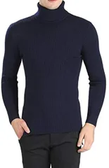 BENQUE(ベンケ) チクチクしないニット セーター メンズ タートルネック 無地 カジュアル 長袖 ビジネス 冬 タートルネックセーター(ネイビー,  2XL (日本サイズXL))