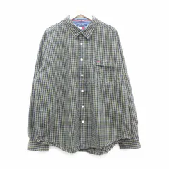 XL/古着 トミーヒルフィガー トミージーンズ 長袖 ブランド シャツ メンズ 90s ワンポイントロゴ 大きいサイズ コットン 紺他 ネイビー チ