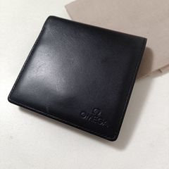 オメガ 本革レザー 二つ折り財布 ブラック 美品
