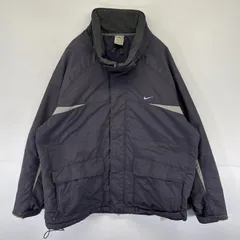 古着 ナイキ NIKE マウンテンジャケット パーカー フルジップ 中綿 ビッグロゴ 大きいサイズ XL  グレー メンズ