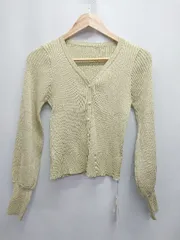 ◇ Θ 未使用 セゾンドパピヨン タグ 長袖 リブニット カーディガン サイズM ライトグリーン系 レディース E  【1507160014957】