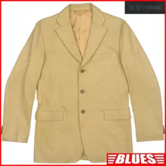 TETE HOMME テットオム テーラードジャケット レザー M ベージュ 本革 メンズ レザーテーラードジャケットサイズM一覧←SEULB屋着古← X7554のサムネイル