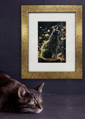 Japanese Luster 艶02【インチ額】／猫　ねこ　特殊印刷　特殊紙　額装付き　グラフィックアート　インテリア