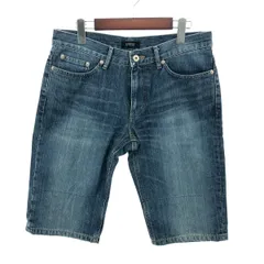 BURBERRY BLACK LABEL バーバリーブラックレーベル デニムハーフパンツ サイズ:79 レザーロゴパッチ    ブルー メンズ / 241007002737