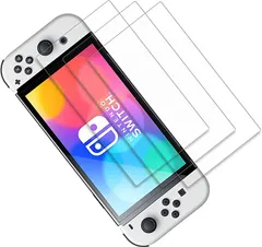 HOSEE Switch 有機elモデル 保護フィルム 3枚セット OLED ガラスフィルム 強靭9H 耐衝撃