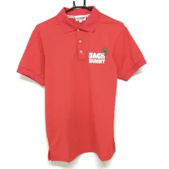【美品】ジャックバニー 半袖ポロシャツ ピンク系×白 バックプリント メンズ 4(M) ゴルフウェア Jack Bunny