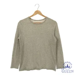 ☆美品☆ トップス Tシャツ シンプル クルーネック 長袖 レディース グレー M 901-10723 送料無料 古着