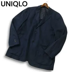 UNIQLO ユニクロ 春夏 背抜き 麻 リネン100％★ テーラード ジャケット Sz.XL メンズ 紺 ネイビー 大きいサイズ
