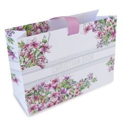 ディオール DIOR 紙袋 正規店 ペーパーバッグ ショッパー 花柄 ホワイト×ピンク 19.5×14×7.5cm【ブランド付属品】【紙袋】【メール便】(ec)