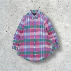 90s 00s ヴィンテージ Ralph Lauren マドラスチェック 薄手 ボタンダウンシャツ XL