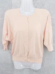 ◇ Kumikyoku 組曲 オンワード樫山 コットン 長袖 ニット カーディガン サイズ2 ライトピンク系 レディース  【1002800992362】