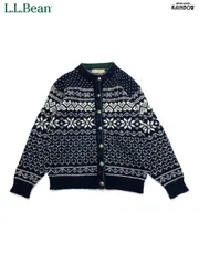 古着 L.L.Bean エルエルビーン アメリカ製 総柄 ノルディック柄 長袖 ニット カーディガン 紺 (ttu2509172)