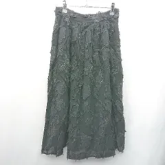 ◇ ROPE ラメ入り 総柄モチーフ 膝丈 フレア スカート サイズ36 ブラック シルバー レディース E  【1408220017676】