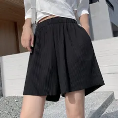 ☆ ブラック ☆ Sサイズ ☆ ハーフパンツ ウエストゴム プリーツパンツ ハーフ丈 ショートパンツ 半ズボン ハーフパンツ イージーパンツ ショーパン ボトムス レディース ウエストゴム 軽やか ５分丈 ポケット付き カジュアル シンプル お出かけ デイリー