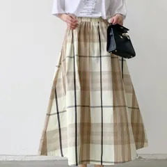 ☆ ベージュ ☆ Lサイズ ☆ スカート lyskirt06 スカート ロング フレア ロングスカート フレアスカート ロング丈 チェック 格子縞 ふんわり 上品 カジュアル ゆったり 体型カバー レディース ボトムス きれいめ 通学 学生