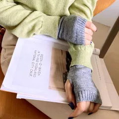 レディース 秋冬 ニット手袋 柄なし 無地 暖かい モコモコ 指出し 指なし スマホ対応 指紋認証 防寒 おしゃれ 可愛い 洗える 格安 アウトドア 自転車 運転 プレゼント グレー