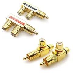 Rimikuru RCA 分配器 分岐アダプタ 2分配 RCAケーブル オーディオ 変換 プラグ RCA分岐アダプタ 金メッキ セット (F型 ＆ T型 4個セット)