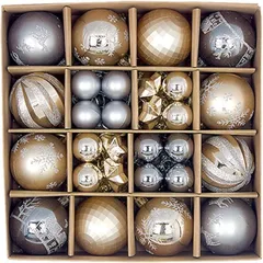 FUPUTWO クリスマス ツリー オーナメント ボール 飾り 北欧 飾り付け 装飾 セット(シルバー,  標準)