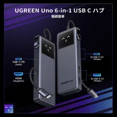 UGREEN Uno 6-in-1 USB-Cハブ 4K HDMI出力 100W PD急速充電 MacBook Pro/Air対応