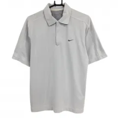 ★値下げ★ナイキゴルフ 半袖ポロシャツ 白×グレーネイビー 総柄織生地 ハーフジップ メンズ L ゴルフウェア NIKE
