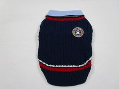 DOG DEPT ドッグデプト Sサイズ 胴回り40㎝ コットンベスト シャツ重ね着風 ネイビー 中古