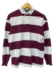 POLORALPH LAUREN (ポロラルフローレン) 長袖ラガーシャツ CUSTOM FIT ボーダー スモールポニー  M ボルドー メンズ/045