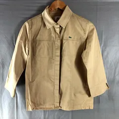 ラコステ LACOSTE ジャケット シャツ ロゴマーク 7分袖 ミリタリー コットン100％ ベージュ 42サイズ 964776