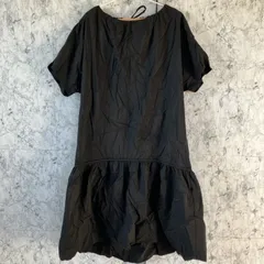 美品<!-利用不可文字-!>DES PRES デプレ　ロングワンピース　【36】　黒　ブラック　半袖　薄手　リボン　首元調整　ボードネック　オフショル　ティアード　ロング丈　ゆったり