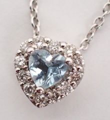 美品 PonteVecchio(ポンテヴェキオ) アクアマリンネックレス D0.14ct K18WG 3.1g ホワイトゴールド 18金 Au750 色石 レディース