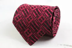 ドミニクフランス スター ブランド ネクタイ 格子柄 パネル柄 シルク フランス製 メンズ ピンク Dominique France Star 【中古】