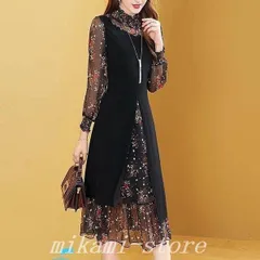ワンピースレディース40代20代春秋長袖きれいめ上品シフォンワンピースロング丈花柄大きいサイズパーティードレスおしゃれ韓国風着痩せOL#cupload261372