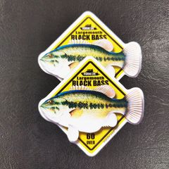 送料無料　ロクマル　Black bass「ブラックバス　６０　OVER　看板ステッカー」（約５３ｍｍ×約５６ｍｍ）２枚セット販売！