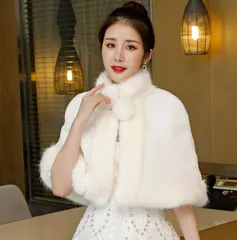 ウェディングショール ショール ウェディング フェイクファー ホワイト 白 結婚式 花嫁 二次会 パーティー ウェディング  フェミニン プリンセス 森ガール チュール  前撮り ガーリー レース 豪華 冬 食事会