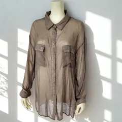 クラシカルエルフ classicalelf　レーヨン混 胸ポケット シースルー シアーロングシャツ ワイドシャツ オーバーシャツ　ライトグレーブラウン　レディース