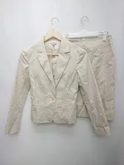 ◇ NATURAL BEAUTY BASIC ナチュラル 膝丈 シングル ジャケット スカート スーツ サイズS オフホワイト系 レディース P  【1405090013982】