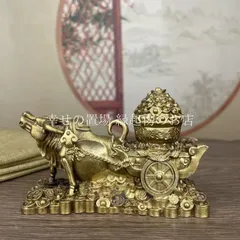 牛 金牛 置物 オブジェ 風水 開運 金牛送宝 牛拉聚宝盆 風水置物 財運招来 開運インテリア 金運アップ オフィス 玄関 リビング 飾り インテリア 銅製 風水アイテム 家庭運気向上 卓上 ミニサイズ 金運祈願 運勢アップ 金色 ゴールド 財運 福