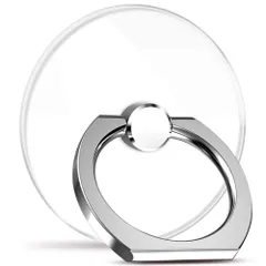 【人気商品】バンカーリング 落下防止リング 片手操作 薄型 360回転 クリア 強力吸着 ホールドリング スタンド機能 透明 邪魔なし スマホリング タブレット/スマホ各種他対応(丸形)